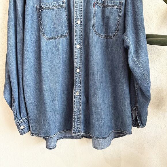 VTG Levis Mens Long Sleeve Denim Shirt XXL Western Workwear Country Classic Blue - Picture 3 of 8